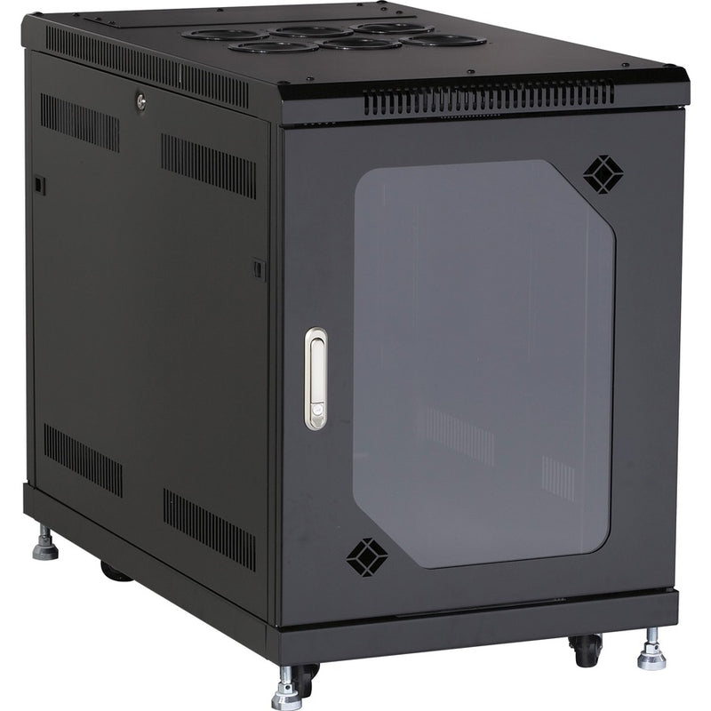 NETWORK CABINET - 15U, SPLIT REAR DOOR, 24"W X 40"D, TEMPERED GLASS FRONT, GSA,