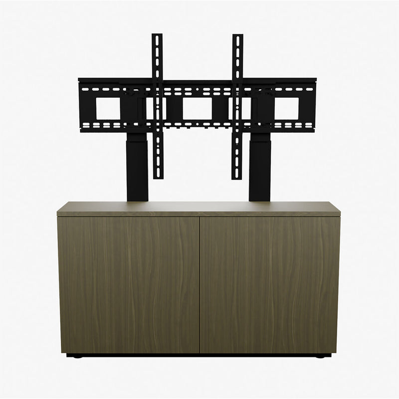 Thin 2-Bay Credenza. Supports single disp up  to 80IN  dual disps up to