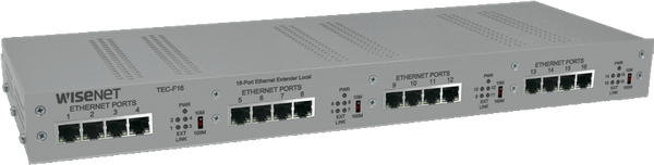 Hanwha Techwin TEU-F16 16 Channel Ethernet over UTP Extender With Pass-Through PoE