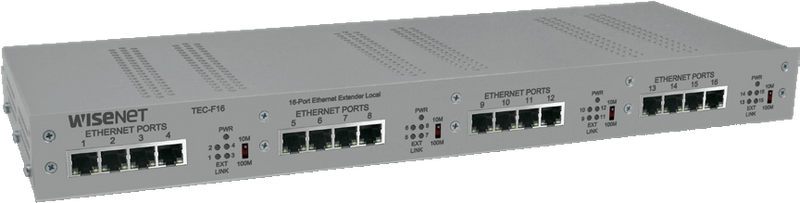 Hanwha Techwin TEU-F16 16 Channel Ethernet over UTP Extender With Pass-Through PoE